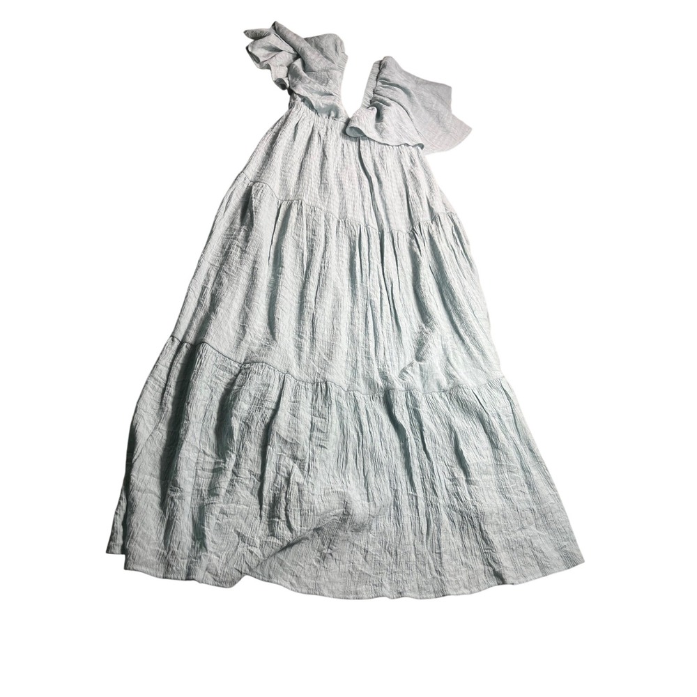Lalavon Maxi Dress M Light Sage Green Tiered Flutter Sleeve Boho Cottagecore